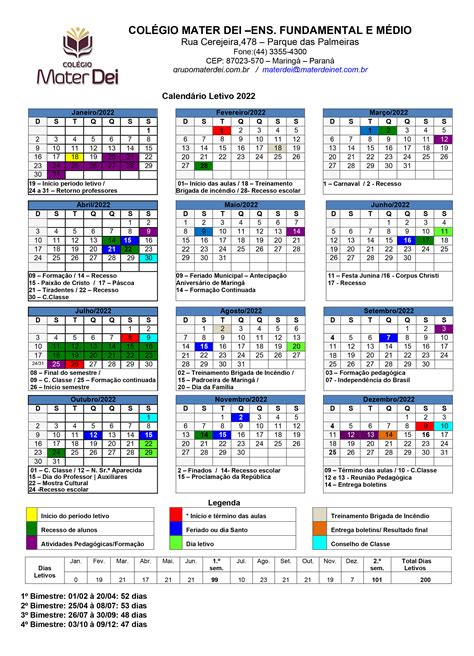 Mater Dei Calendar 2022